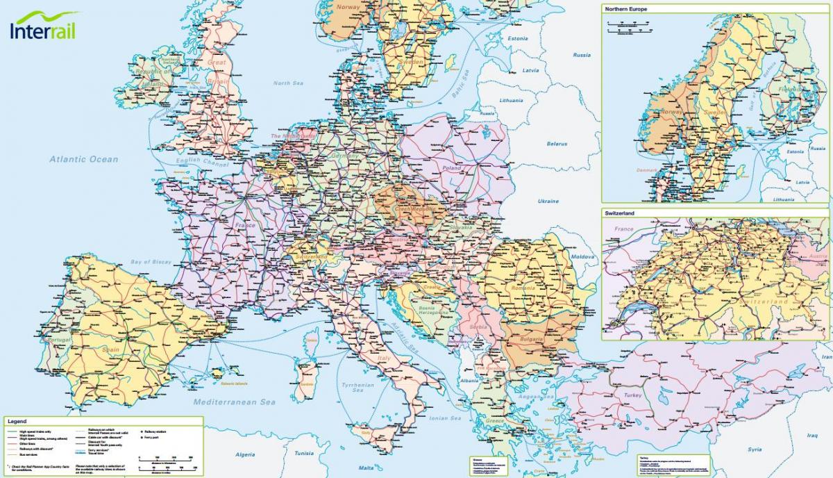 térkép interrail svájc 