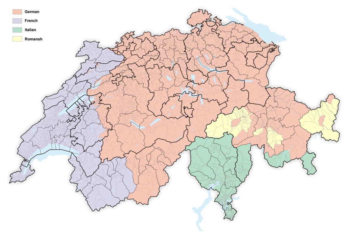 svájc térképe nyelv