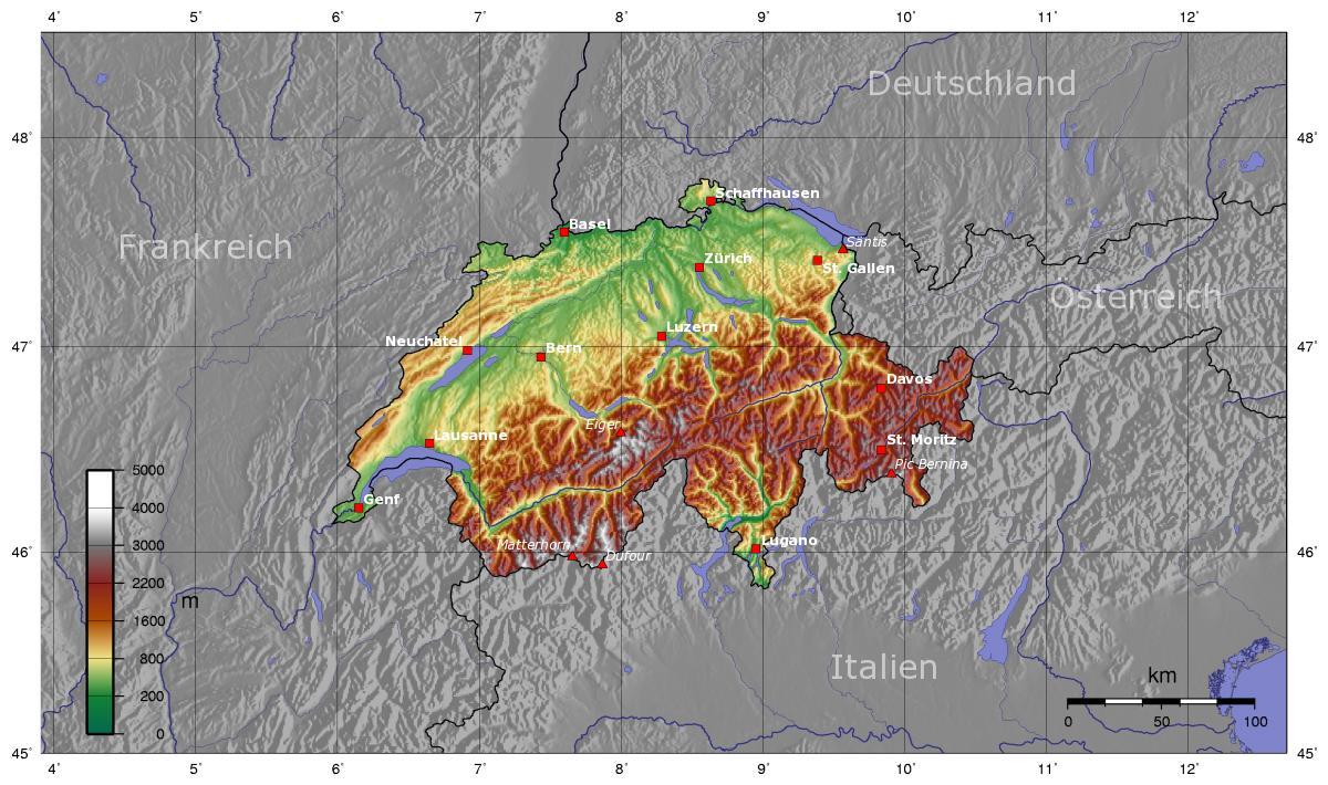 topográfiai térkép svájc