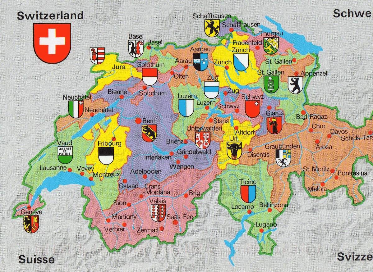 térkép svájci turista látványosságok