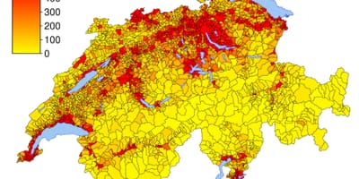 Svájc népsűrűség térkép