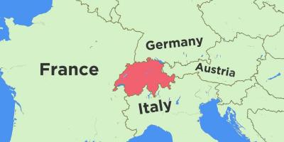 Svájc térképe, illetve a szomszédos országokban